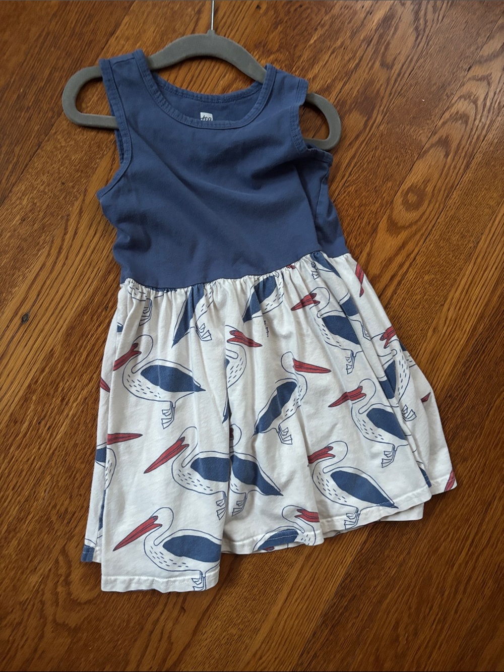 Tea Collection Navy Tank Dress with Pelican Print Skirt